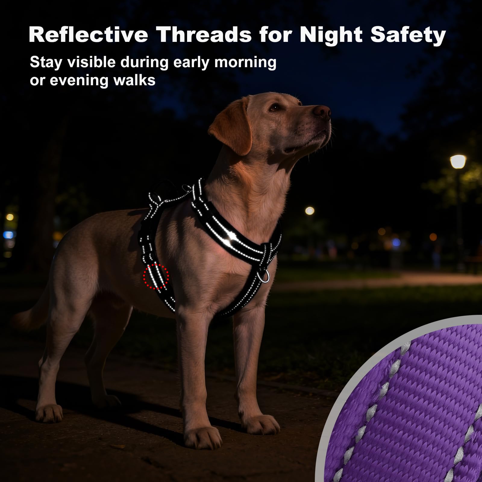 Arnés para perro sin tirones con asa, malla suave acolchada ajustable para perros pequeños, medianos y grandes, arnés reflectante para caminar fácil con clip frontal para entrenamiento, correr