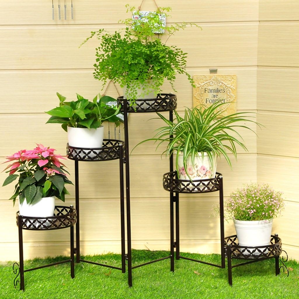 ZGP Plant stand Iron Flower Pot Rack, 5Tiered Plant Display Stand Bonsai Holder