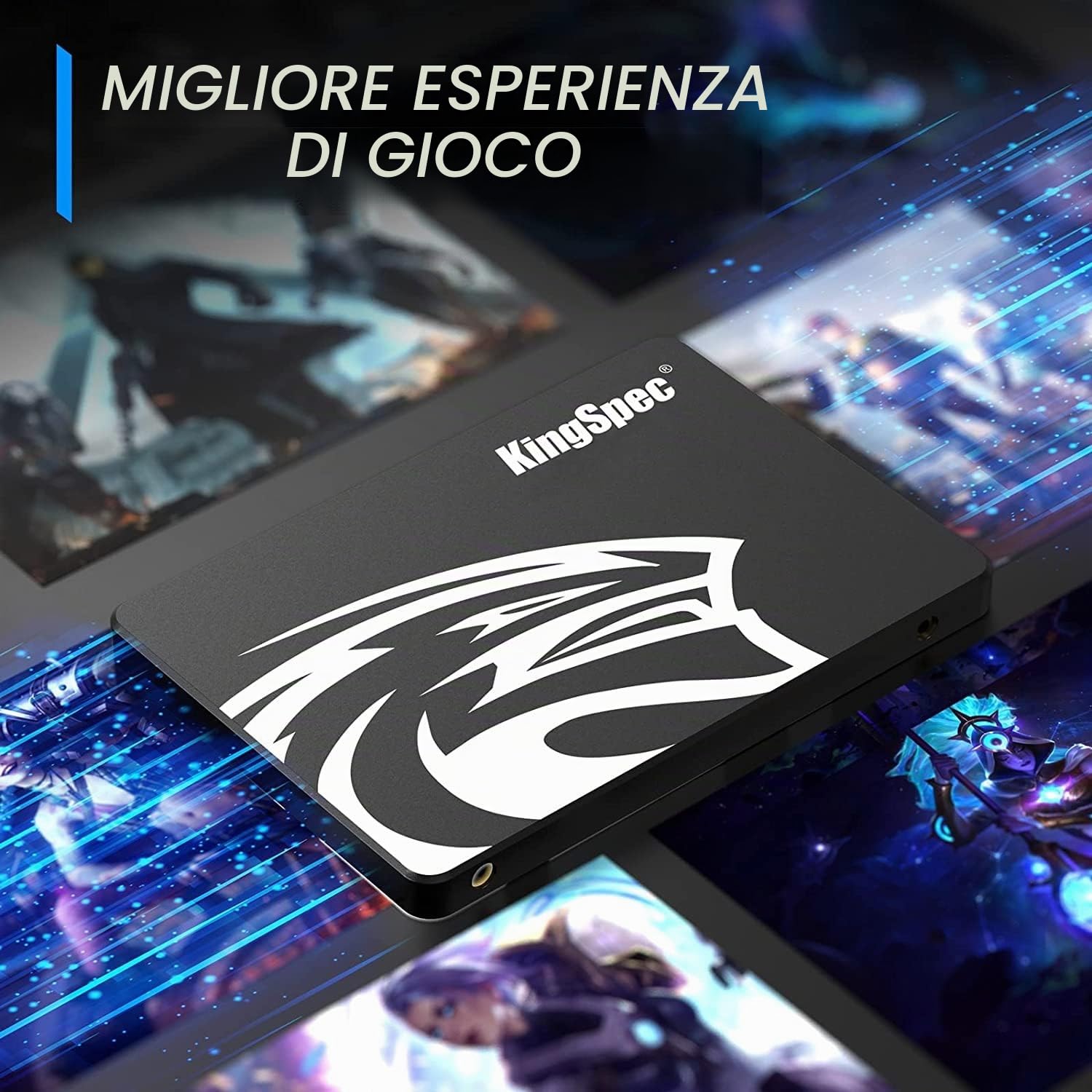 KingSpec 1TB SSD SATA III 6Gb/s 2.5" Unità a stato solido 3D NAND Interno 550MB/sec