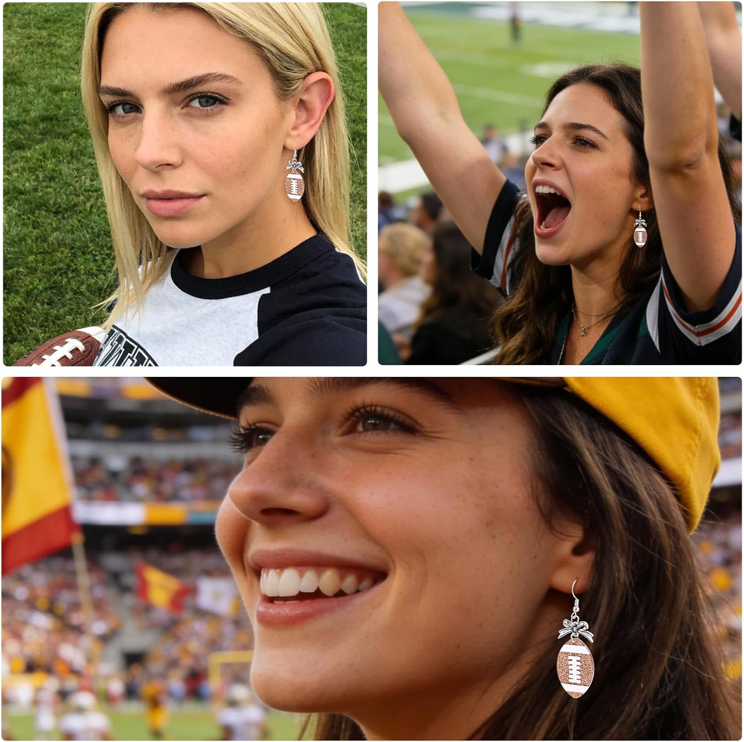 Football Bow Dangle Earrings, Baseball Football Mom Softball Bow Earrings for Women Sport Theme Game Event Outfits Jewelry Gift Accessories - Image 6