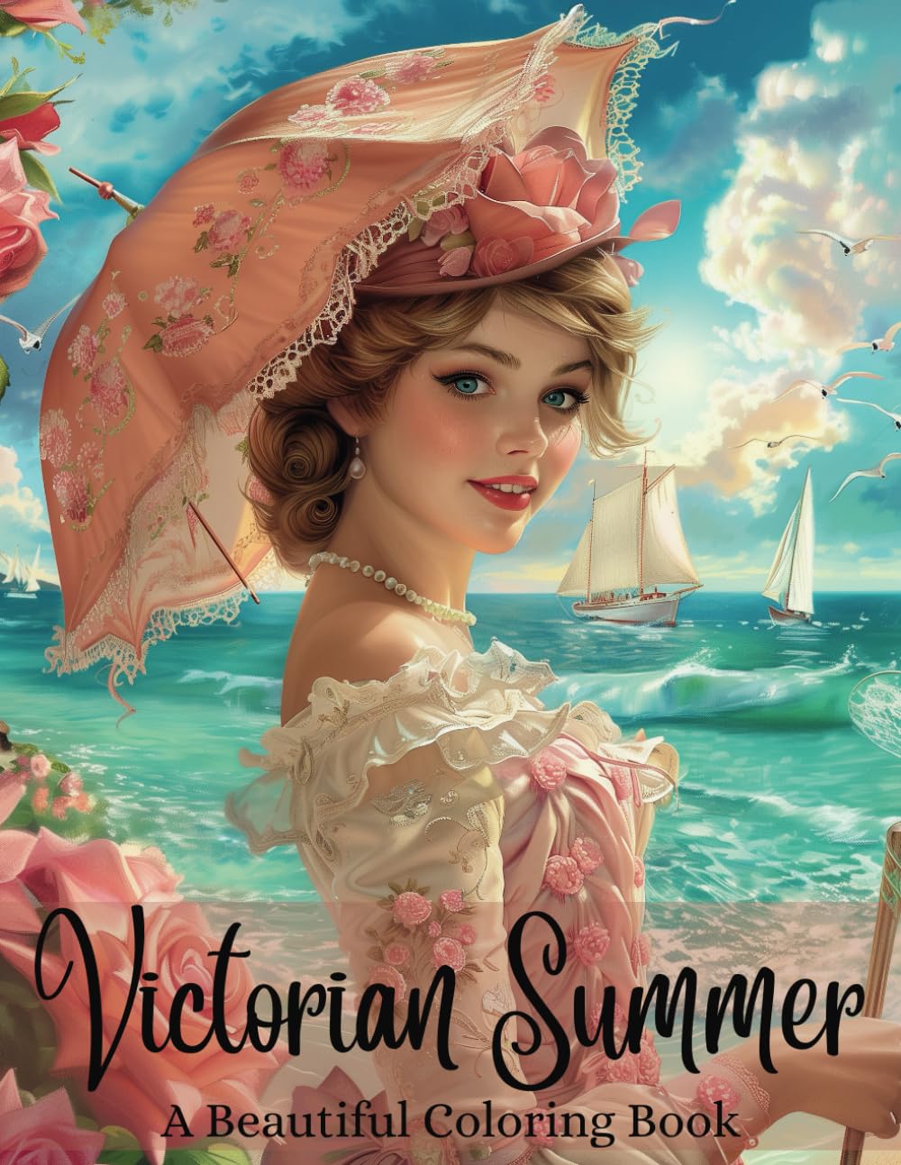 Victorian Summer: A Beautiful Coloring Book: Relaxation, Stress Relief, Mindfulness, Focus, Beautiful Women for Adults and Teens