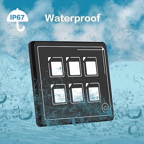 Miniatura 5 de AMOMD Panel de interruptores táctiles de 6 cuadras, panel de membrana LED impermeable, botón momentáneo programable con caja de control eléctrico