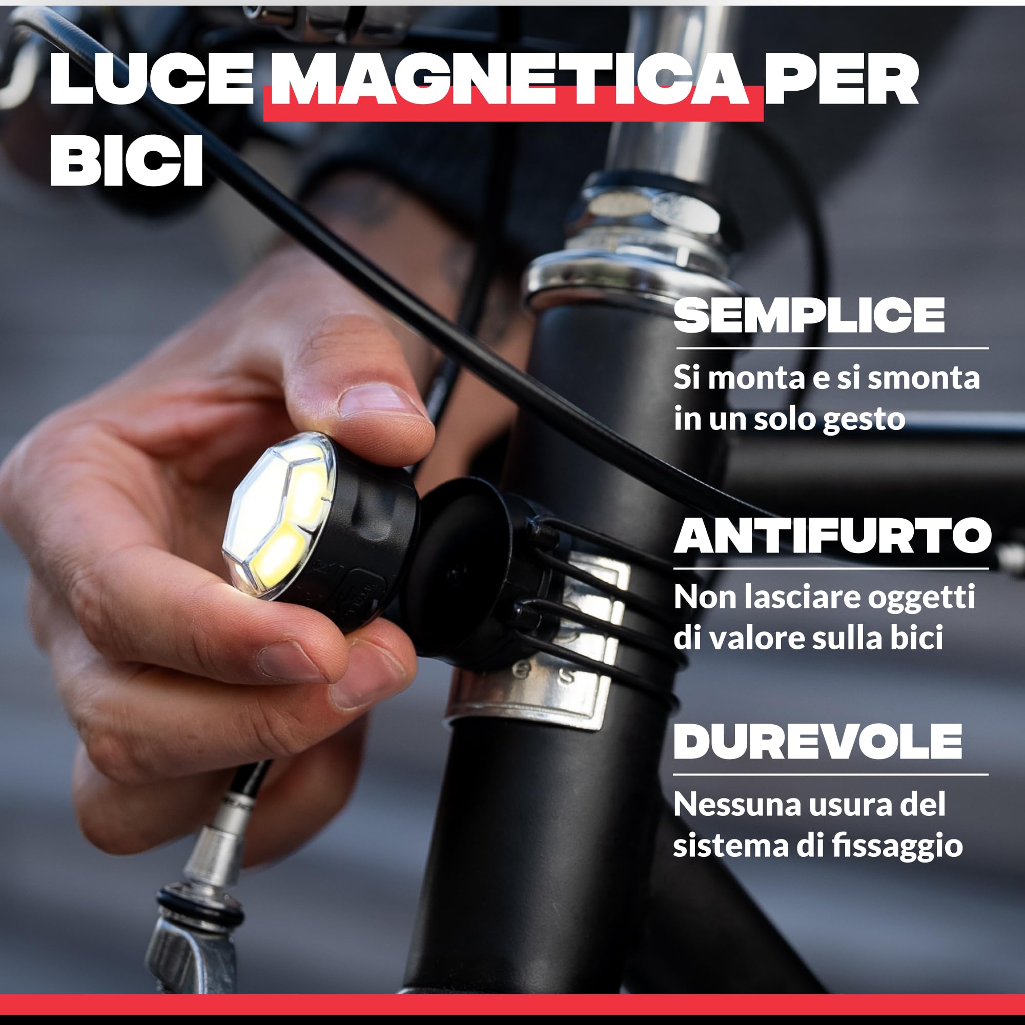 SHAPEHEART Light_Mini_White Luce della bicicletta Anteriore Adulto Unisex, Nero, Singolo