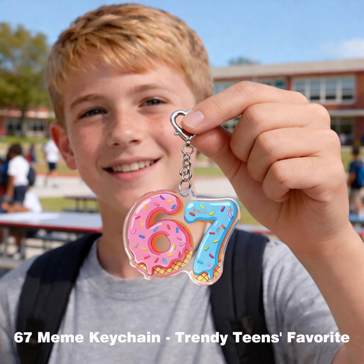 OFlyDesigns 67 Six Seven Keychain, 67 Valentine Gifts Favor, Funny Meme for School Birthday Handout For Kids and Teens - Image 5