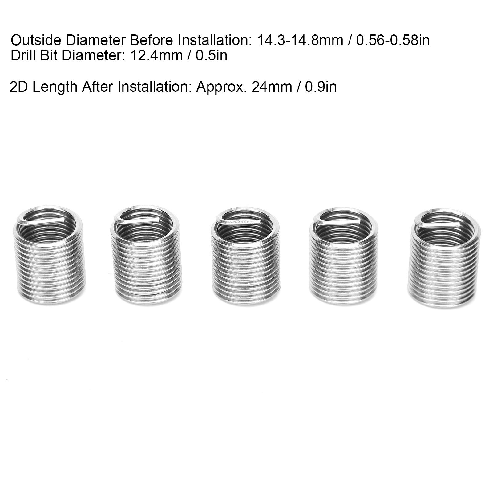 Inserti Filettati M12x1.5 Acciaio Inossidabile 304 Kit Riparazione Filetti 20 Pezzi