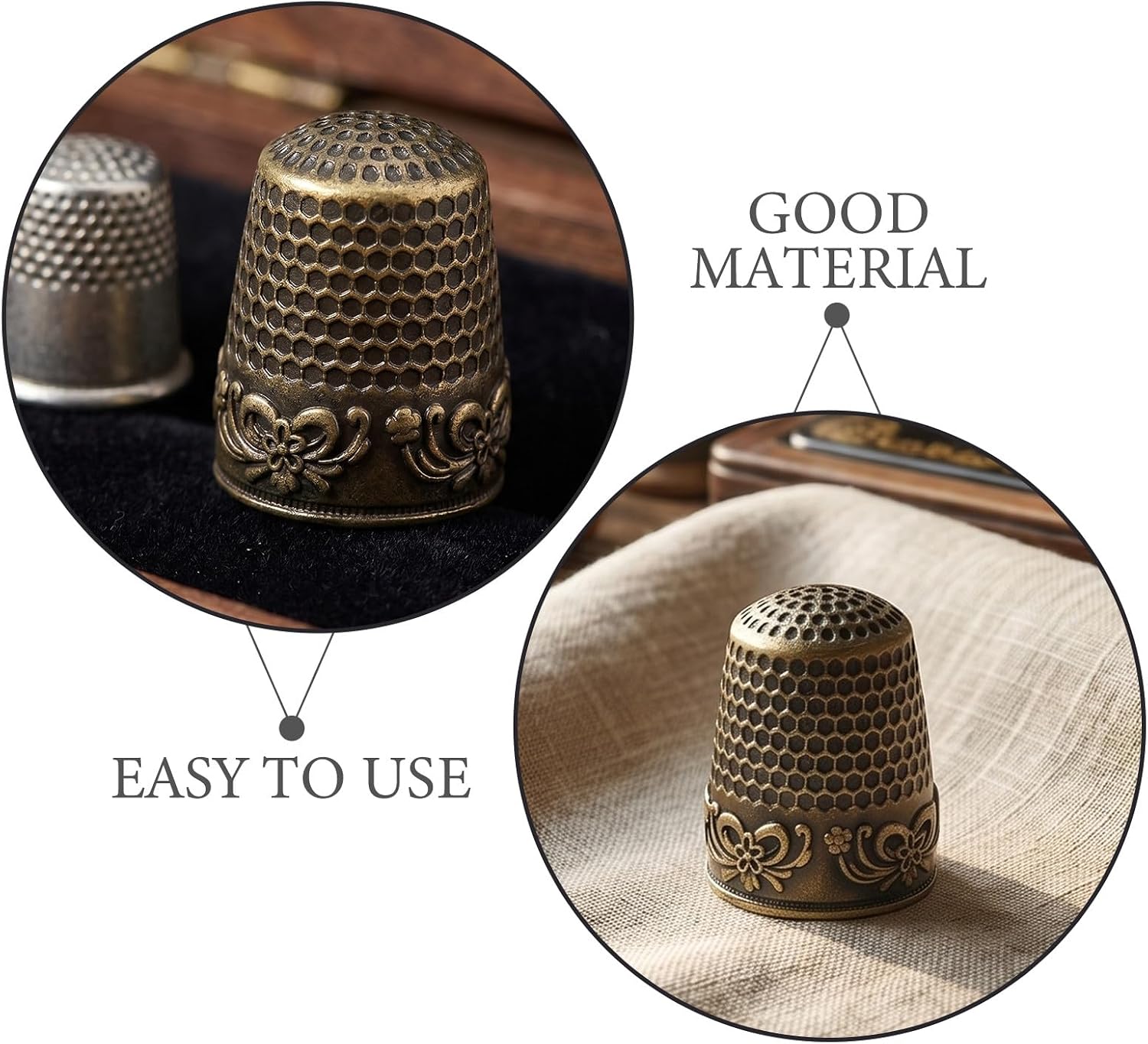 Operitacx 8pcs Quilting Thimble for Sewing - Bronze Thumb Thimble Finger Protectors for Needlework - Tailor DIY Hand Sewing Accessories, 0.9 x 0.7 Inch