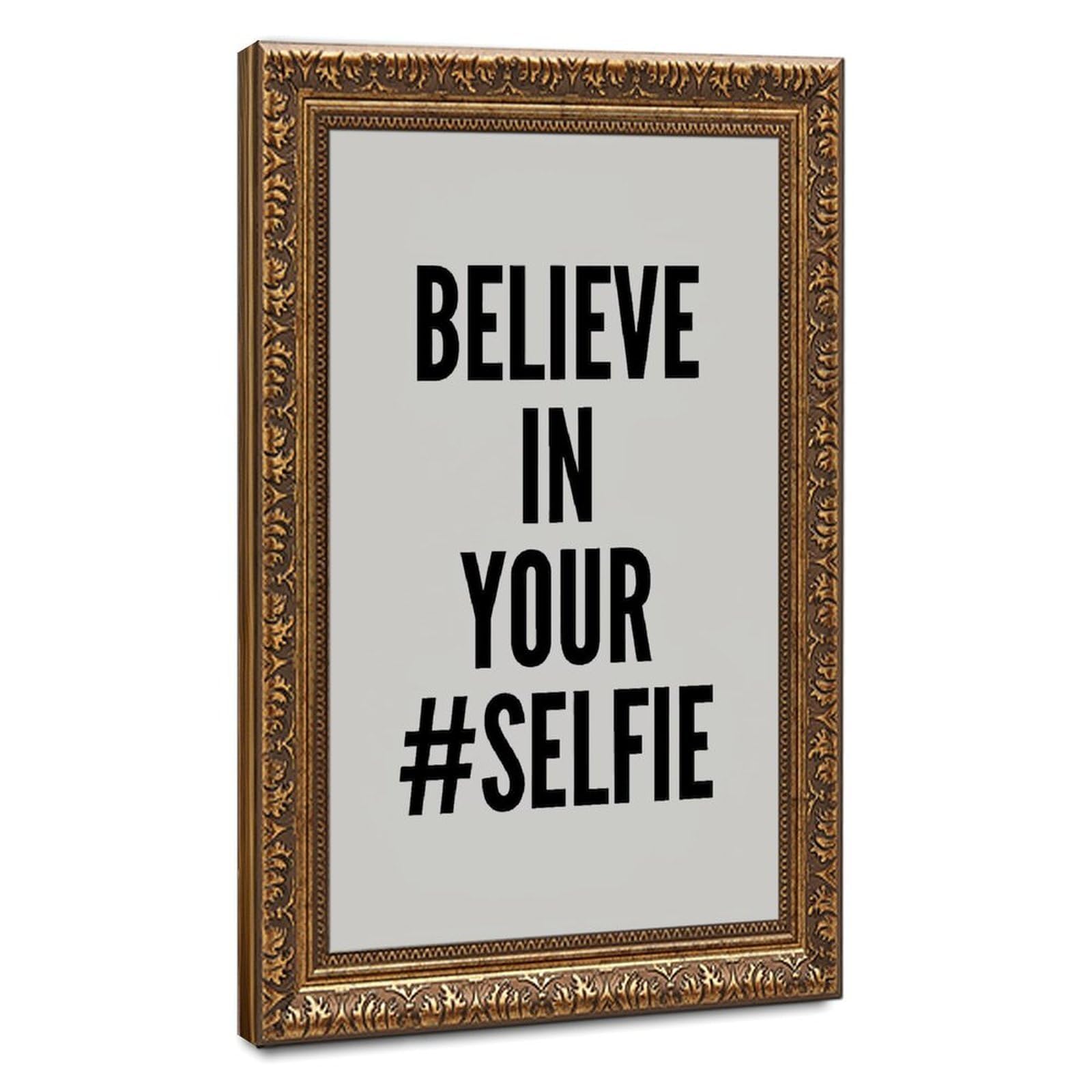 Mnyuein Poster con scritta "Believe In Yourself" in bianco e nero