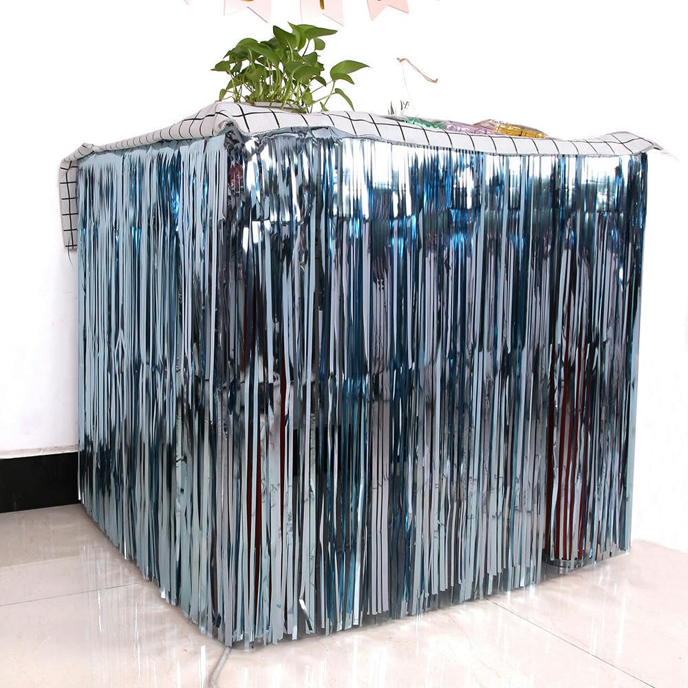275 x 75 cm 10 szt. Różowa metaliczna frędzle frędzle brokatowe spódnice na stół folia blichtr spódnica na stół girlanda Tutu spódnica kwiatowa Baby Shower Hawajska spódnica na stół