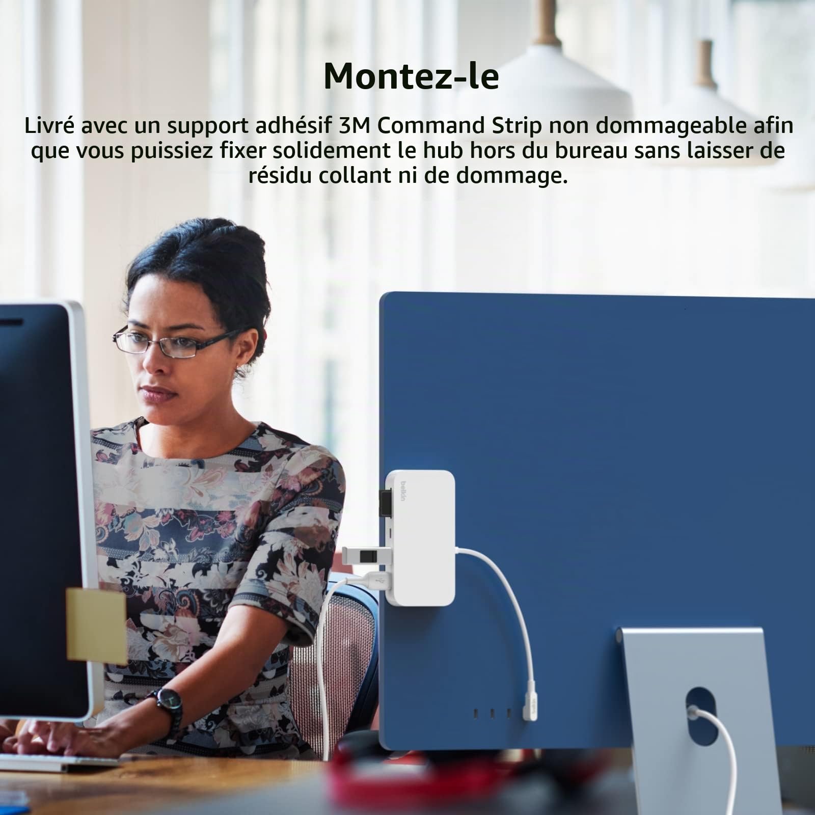 Belkin Hub 6-en-1 USB-C (iMac 24", Station d'accueil avec Lecteur de Carte SD et Micro SD, Port Gigabit Ethernet, 2 Ports USB-A, 1 Port USB C, Transfert de données Rapide) INC011btWH Blanc
