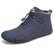 FLARUT Scarpe Invernali a Piedi Nudi Uomo Donna Barefoot Scarpe Foderate Caldo Scarpe a Punta Larga Resistenti all’acqua Scarpe da Trail Running Trekking InvernoStivali(Blu,42)