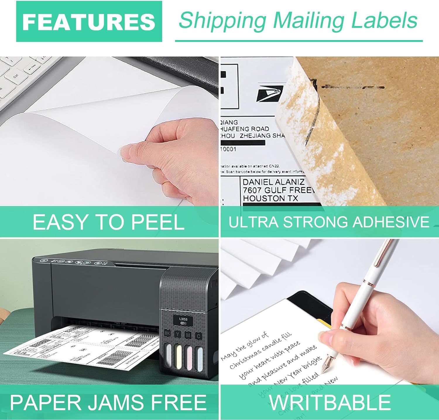Shipping Labels 8.5" x 5.5", 50 Counts Adhesive Labels Compatible Laser & Inkjet Printers, 2 White Labels Per Sheet image 2
