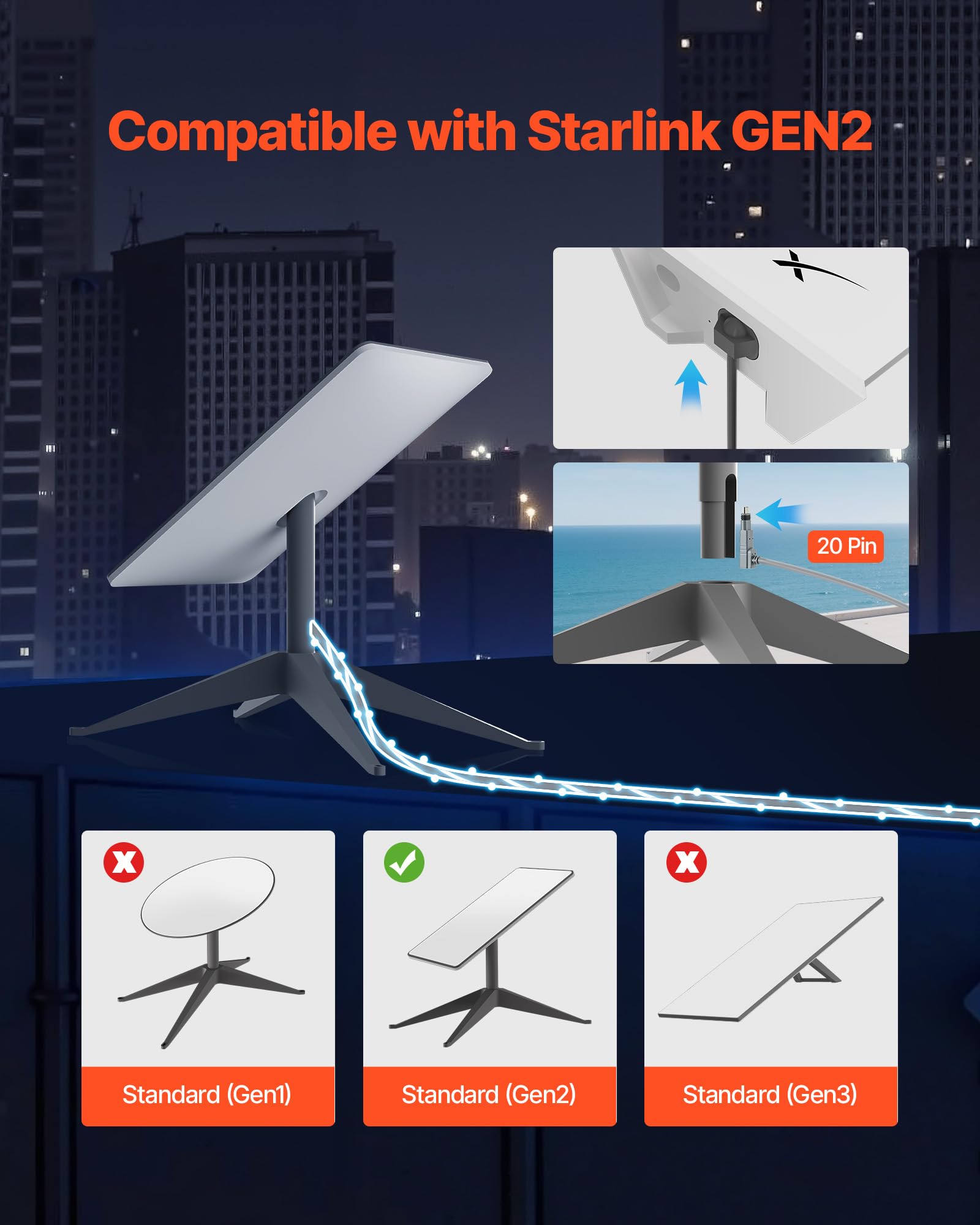 Image secondaire de Câble d'Extension Starlink Gen 2 VEVOR - 45,72 m pour Satellite V2