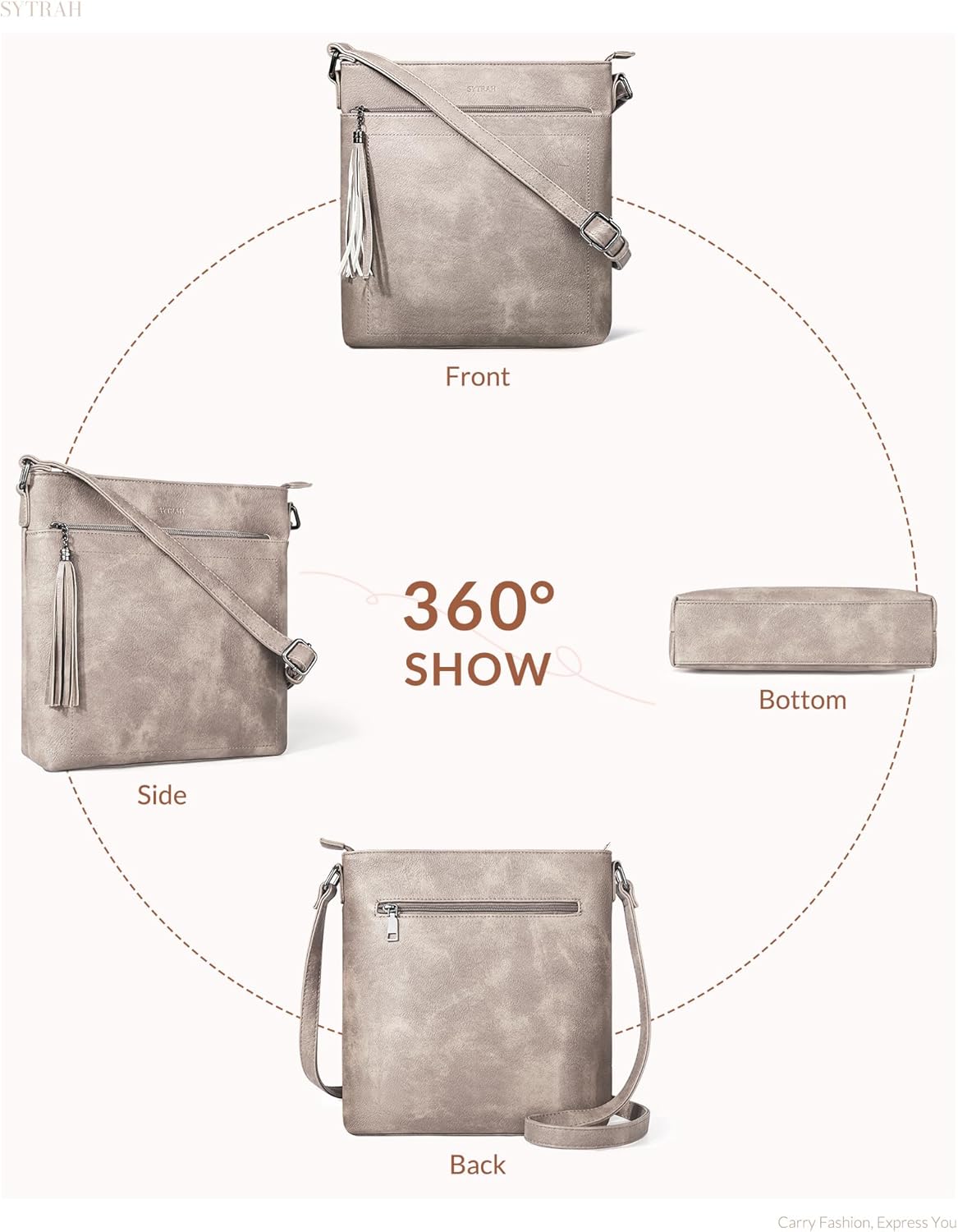 Crossbody Purses for Women, Premium Vagan Leather Crossbody Bag, Adjustable Strap Lightweight Shoulder Bag with Tassel - Image 8