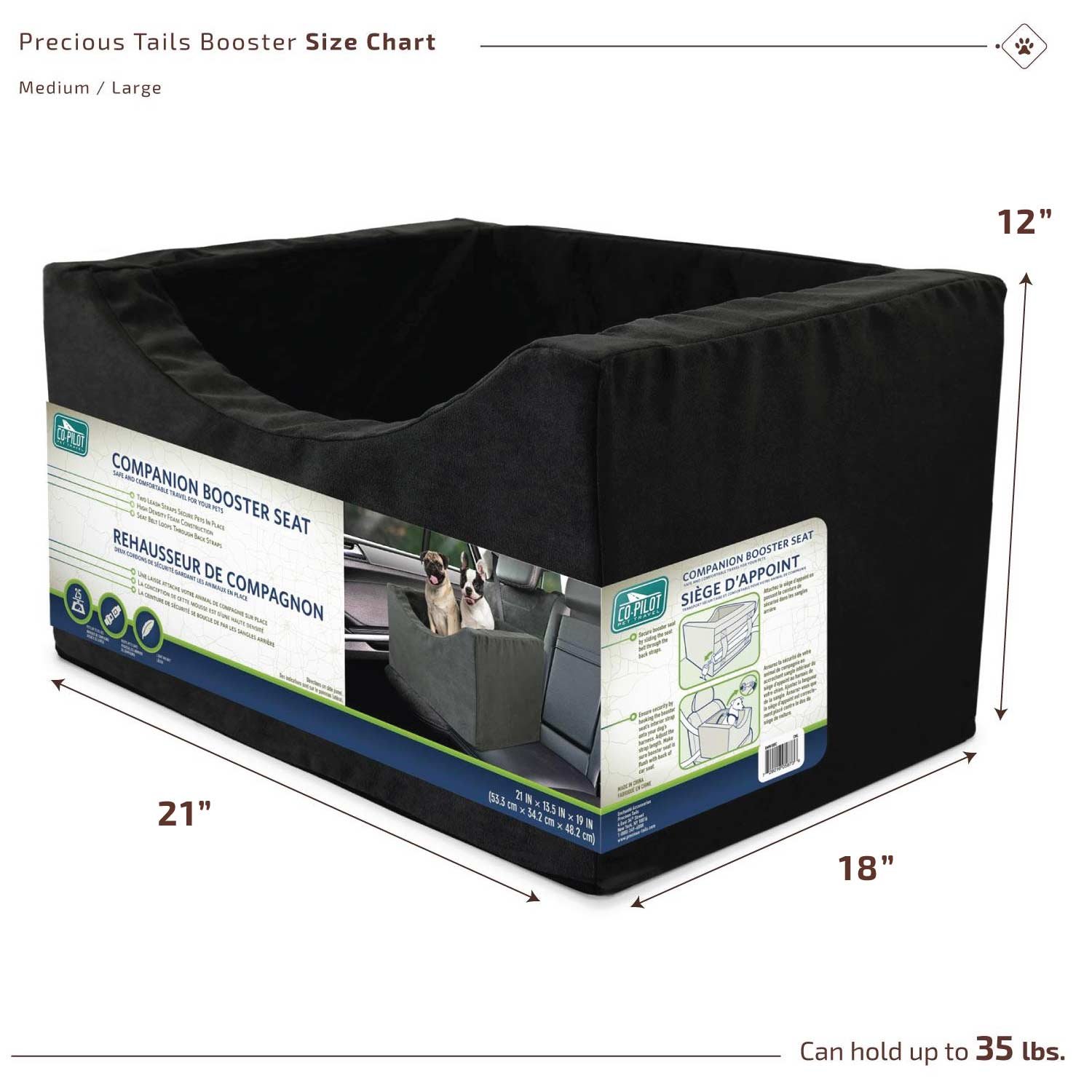 Copilot Dog Car Seat for Dogs Secure Foam Dog Booster Car Seat