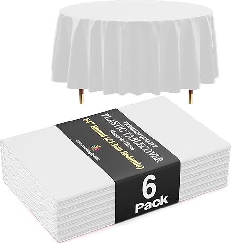 Miniatura 83 de Exquisite Mantel Redondo Premium Azul Claro 66% Más Grueso 0.5 Mil Paquete de 12 Manteles de Mesa de Plástico Desechables de 84 Pulgadas Mantel Azul