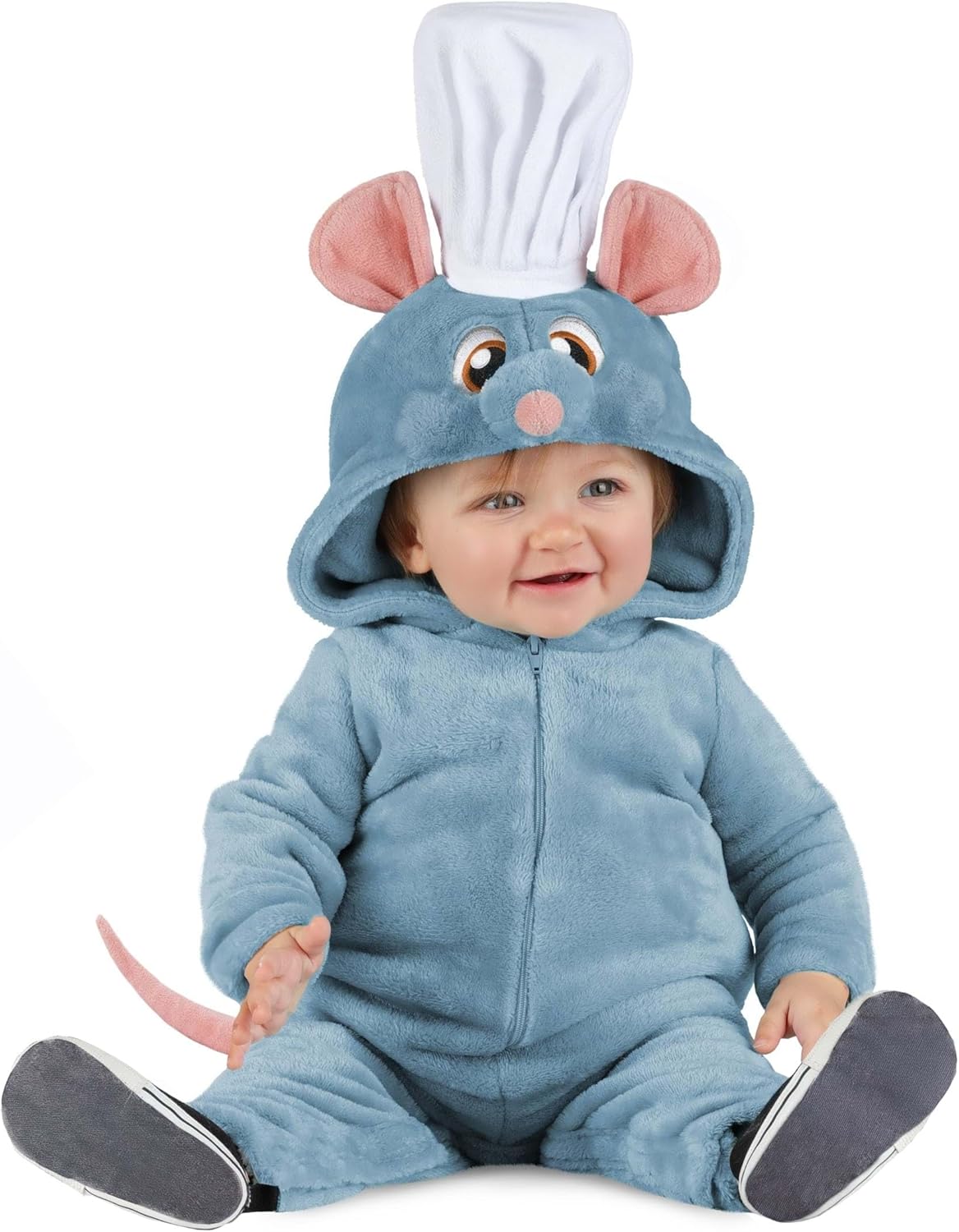 Infant Disney and Pixar Ratatouille Remy Costume with Plush Jumpsuit & Attached Hood for Baby Halloween Dress Up Outfit