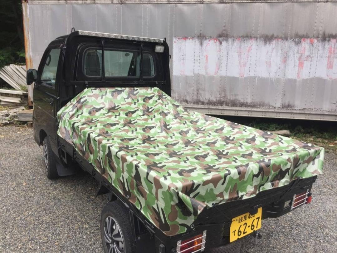 軽トラック荷台シート 迷彩柄 グリーン 約220&times;190cm PVCシート