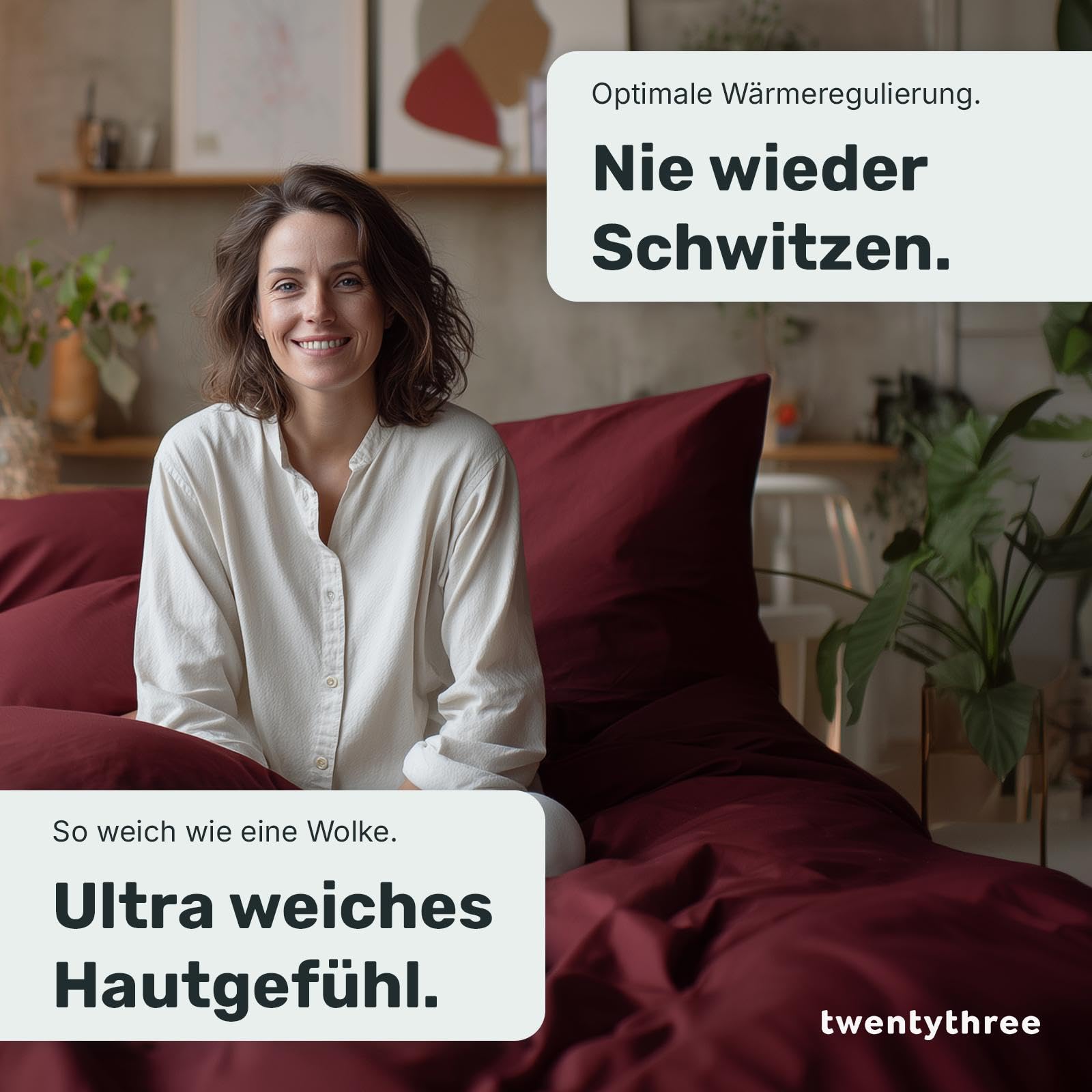 twenty:three® | Kissenbezug (2X) 40x80 cm Biking Red - 100% Tencel™ Lyocell (Lyocellfasern) - Kissenhülle, Kopfkissenbezug, Reißverschluss, Ultraweich, Hochwertig, Ganzjährig