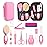 Baby Healthcare and Grooming Kit, Baby Safety Set Newborn Nursery Health Care Set with Hair Brush Scale Measuring Spoon Nail Clippers (Pink 17 in 1)