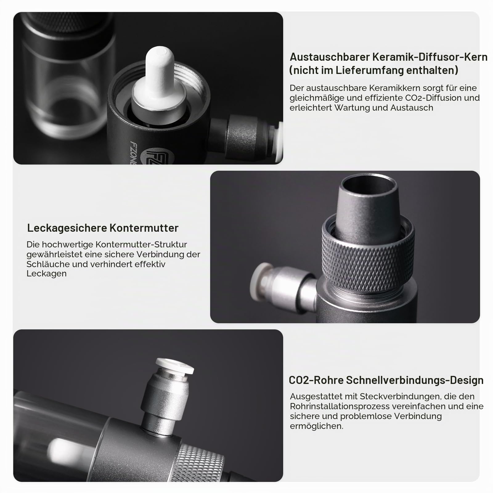 FZONE Aquarium Inline CO2 Diffusor, passend für 5/8" Schlauch-Innendurchmesser