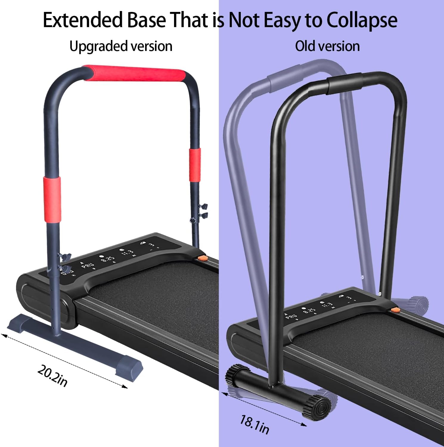 handle bar for walking pad compatible with walking pad 23" wide, adjustable handrail height (31.5-43in), heavy-duty steel frame w/non-slip base