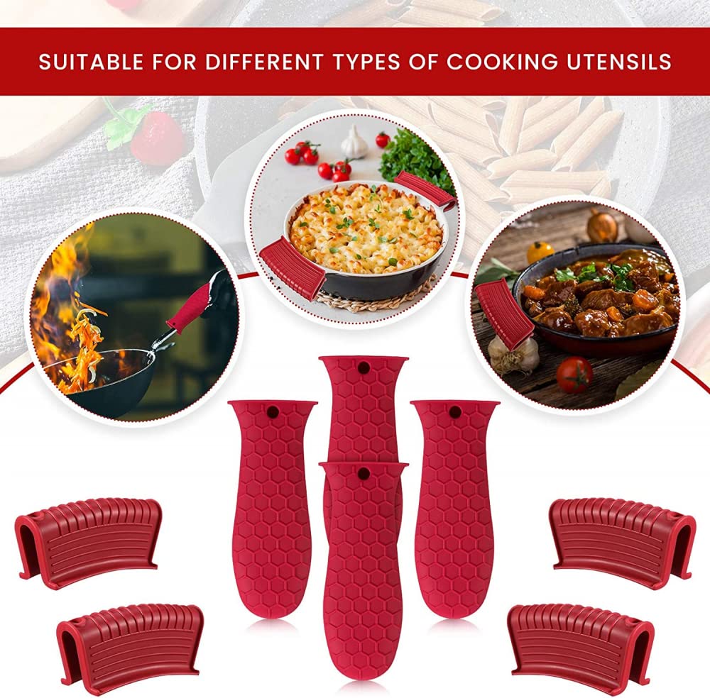 8 Soportes de Silicona para Mango Caliente, Antideslizantes, para sartenes Calientes, Mango de Goma Resistente al Calor, Mango para Utensilios de Cocina para freír sartenes de Hierro Fundido, sa