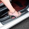 para Hyundai Santa Fe 2000-2026 DM/NC Protector de Umbral de Puerta, Fibra de Carbono | Protector de Umbral de Puerta de Fibra de Carbono, Insignia Deportiva Roja, Guarda de Entrada de Puerta 5 Piezas, Cubierta de Umbral Antirrayas Calcomanía 7