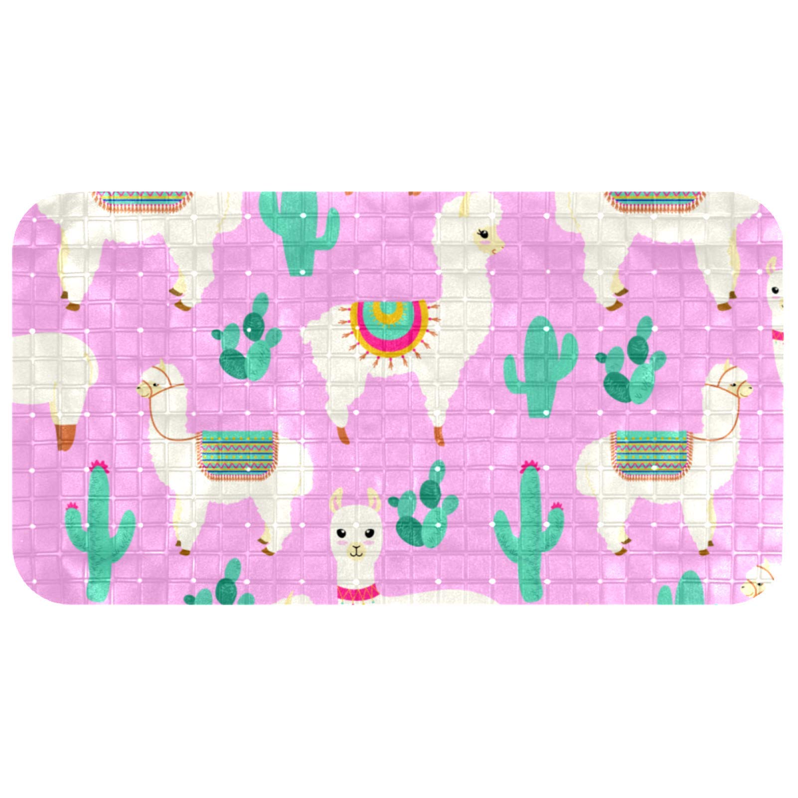 Tapis de bain ovale 68x37 cm antidérapant Bennigiry au motif lama et cactus