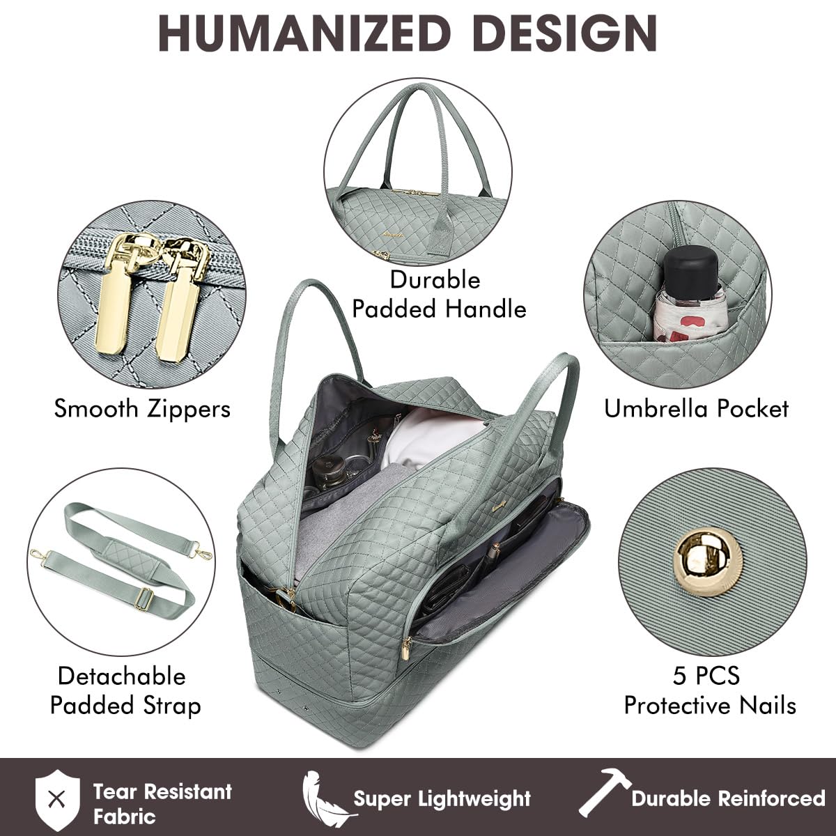 Large Women Travel Duffle Bag - Carry on Overnight Bag Weekend Travel Duffel Tote Bag Yoga Gym Bag with Wet Pocket Toiletry Weekender Overnight Bag for Travel Business Trips Sport Hospital view 3