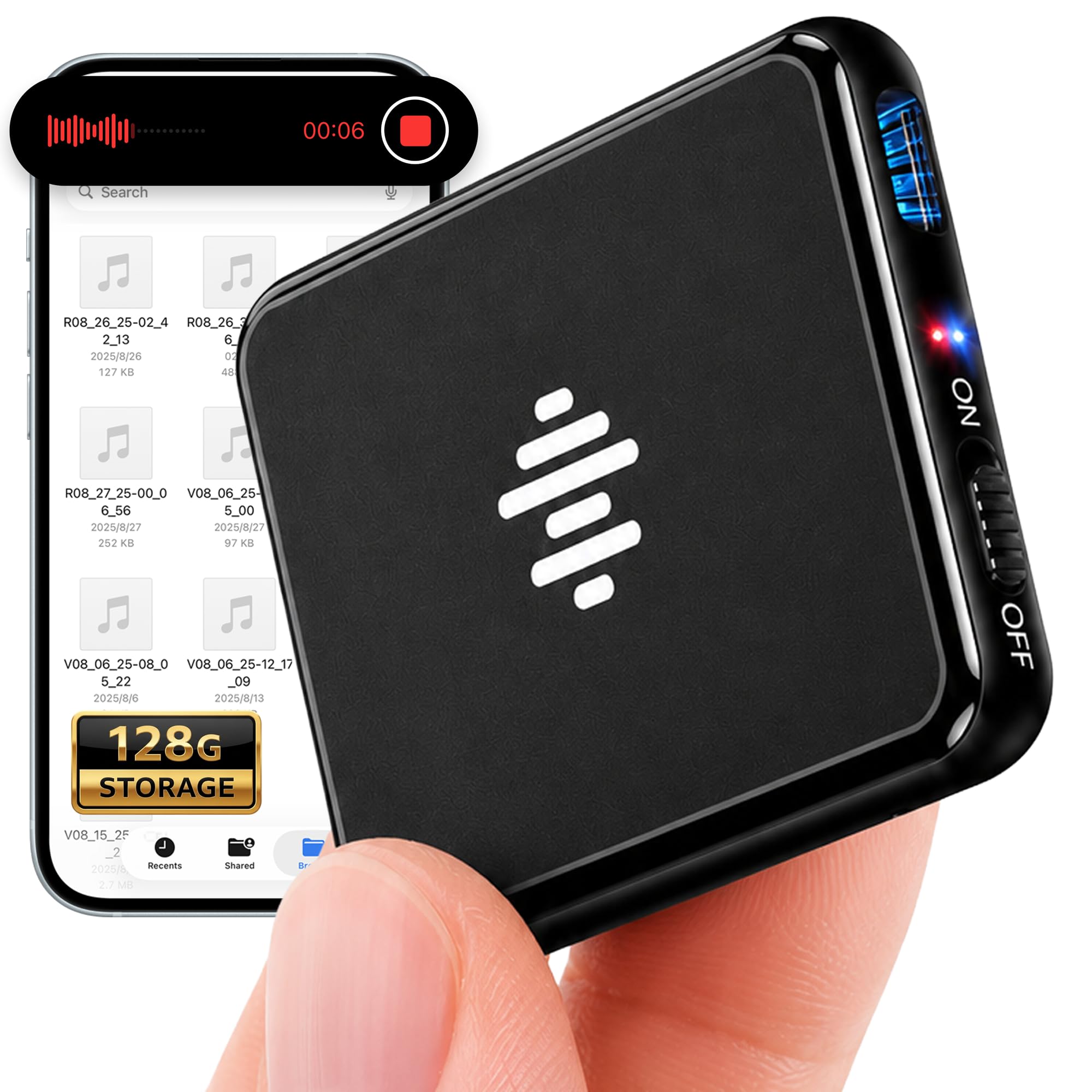 Photo 1 of Voice Activated Recorder, Double-Sides Magnetic Voice Recorder with Playback, Audio Recorder with AI-Intelligent Noise Reduction, 70H Continuous for Lectures