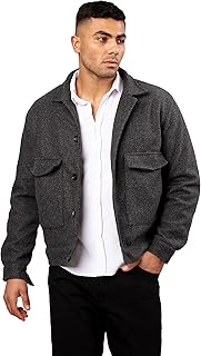 جاكيت عصري من القطن بجيوب امامية كبيرة بلون رمادي غامق مرقش للرجال ريفين