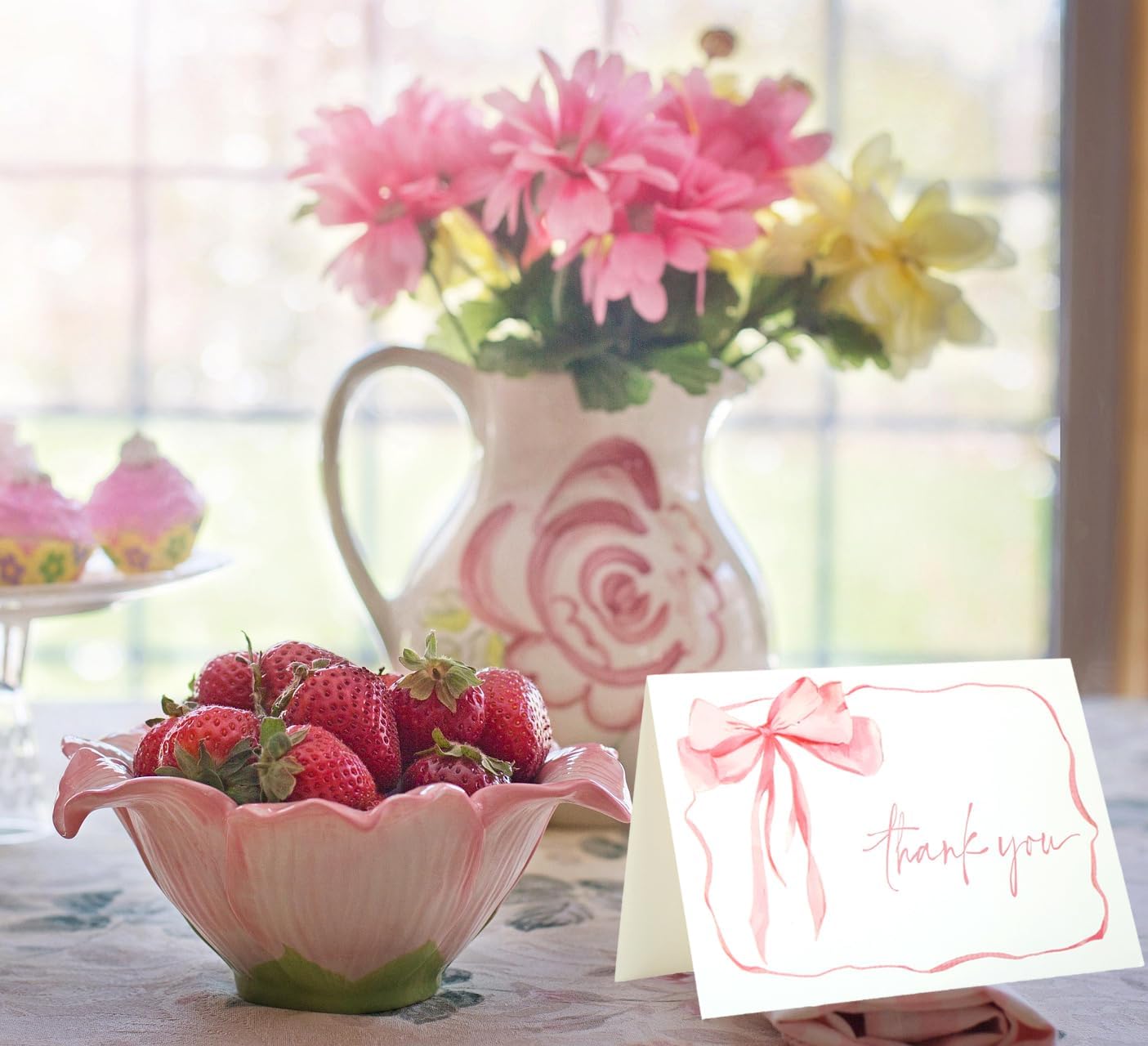 30Pack Pink Bow Thank You Cards with Envelopes Gold Foil Stickers Bow Blank Note Card Watercolor Greeting Card for Wedding Party Birthday Supplies (Pink B) - Image 6