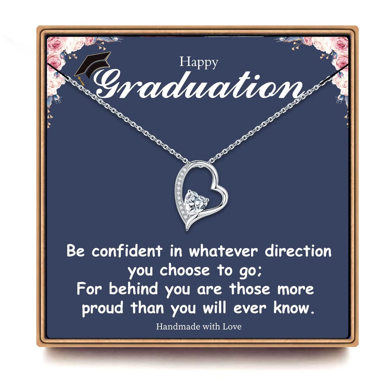 PAERAPAK 2026 Graduation Gifts for Her - Class of 2026 White Gold Plated Graduation Necklace, College School Graduation Necklace Gifts for Her Women
