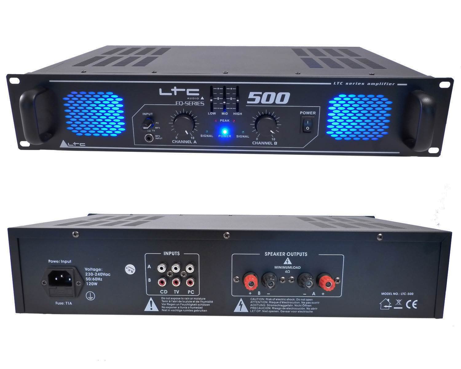 Inconnu Pack DJ Sono Table de Mix, Ampli 2x250W + Cables