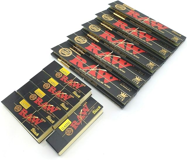 RAW Black Rolling Papers and Tips - 5