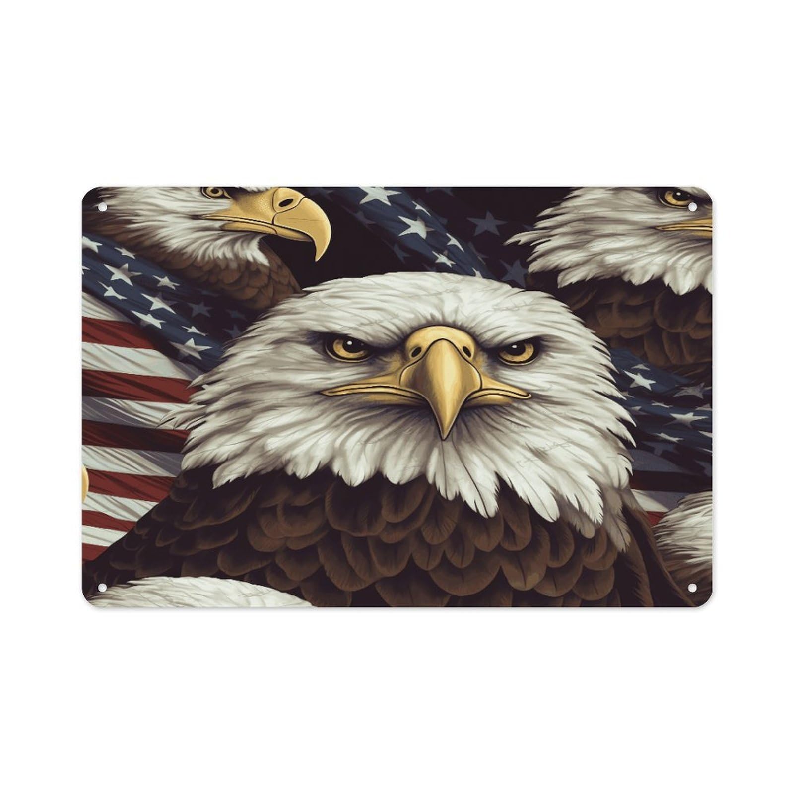 VstaDank Vintage Metal Sign Sublimation Aluminum Bald Eagle Plaque Sign Weatherproof Art Decorative Wall Plate Boho Aluminum Wall Hanging Decor Retro Poster Plaque 8x12in