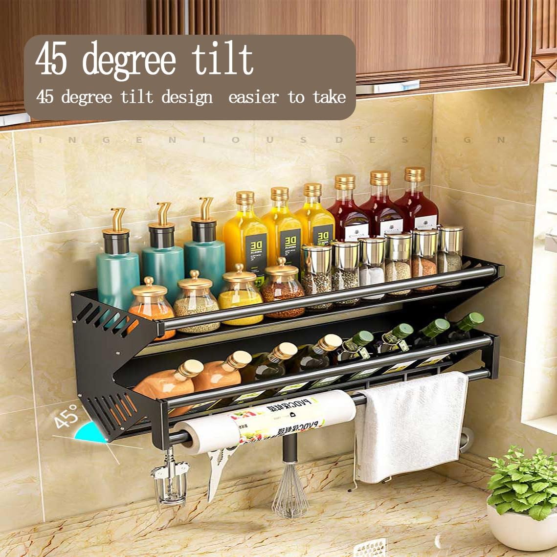 Organizador Móvil Para El Frigorífico Con Ganchos Para Organizar Y Almacenar En La Cocina，Estante Para Especias En El Frigorífico,Estantería De Cocina Multifuncional Para Condimentos Y Ganchos De Pare