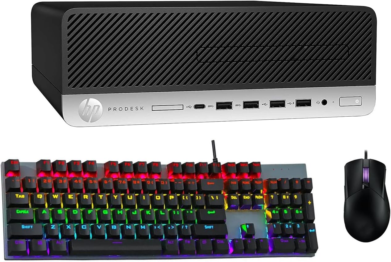 HP ProDesk 600 G5 SFF Desktop PC, Intel Core i7-9700T to 4.3GHz, 32GB RAM, 512GB SSD,RGB Keyboard, Mouse, WiFi, BT, Windows 11 (Renewed)
