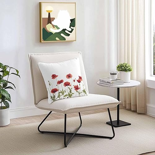 Miniatura 4 de Fundas de cojín impermeables con diseño de amapola roja en acuarela para exteriores, diseño de flores de jardín, paquete de 2 fundas de almohada