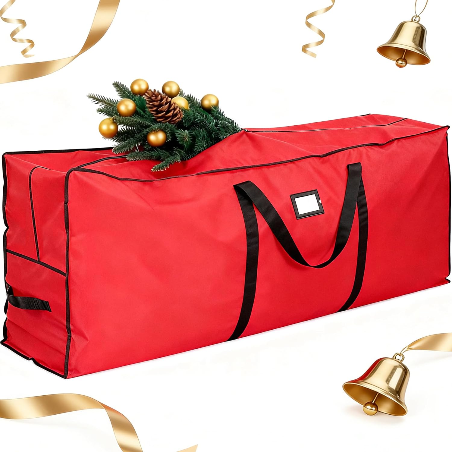 Christmas Tree Storage Bag for 7.5 FT Tree, Heavy-Duty 600D Waterproof Oxford Fabric with Wide Opening & Double Zipper, Durable Holiday Storage Organizer for Xmas Tree, Ornaments & Lights