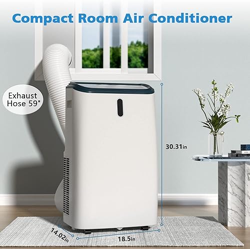 Miniatura 7 de Aire acondicionado portátil de 12000 BTU para habitación 4 en 1, aire acondicionado portátil de hasta 400 pies cuadrados, unidad de CA portátil 53 dB