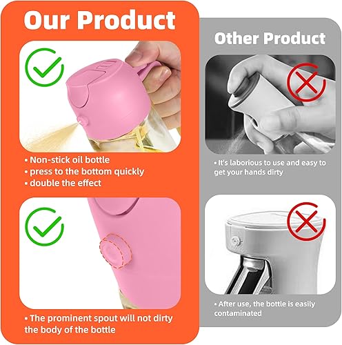 Miniatura 16 de TrendPlain Pulverizador de aceite de oliva de vidrio de 16 oz/15.9 fl oz para cocinar, botella dispensadora de aceite de oliva 2 en 1 para Negro