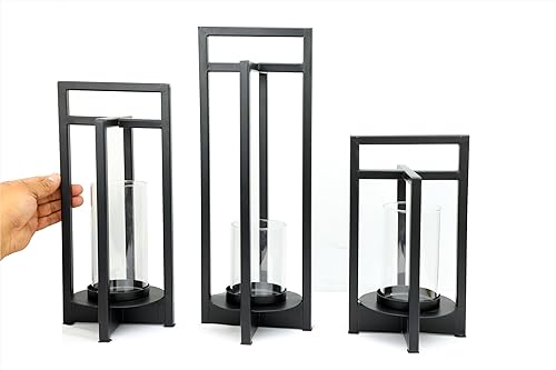 Miniatura 6 de Portavelas de metal negro con acabado en polvo | Diseño moderno y único de decoración del hogar Ideas ideales | Centro de mesa estético | Decoración