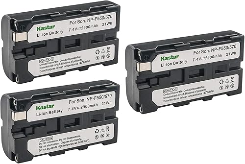 Kastar Batería NP-F570 (paquete de 3) para cámaras Sony Serie L InfoLithium NP-F570, NP-F550, NP-F530, NP-F330 y Sony DCRVX2100, HDRFX1, HD1000U,