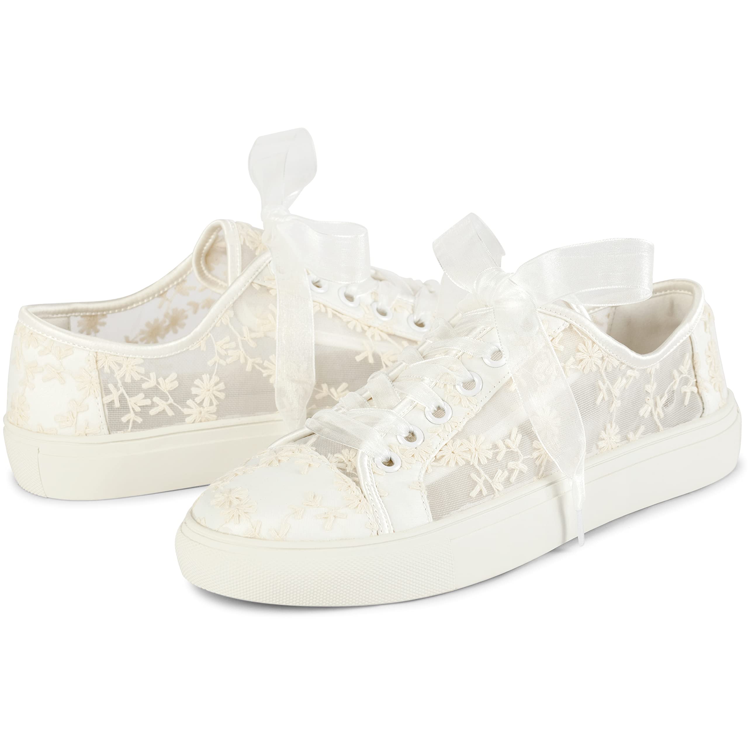 JIAJIA 8835 Zapatos de Boda Zapatillas de Novia Planas Tenis de Novia Zapatillas de Encaje - Personalización Disponible