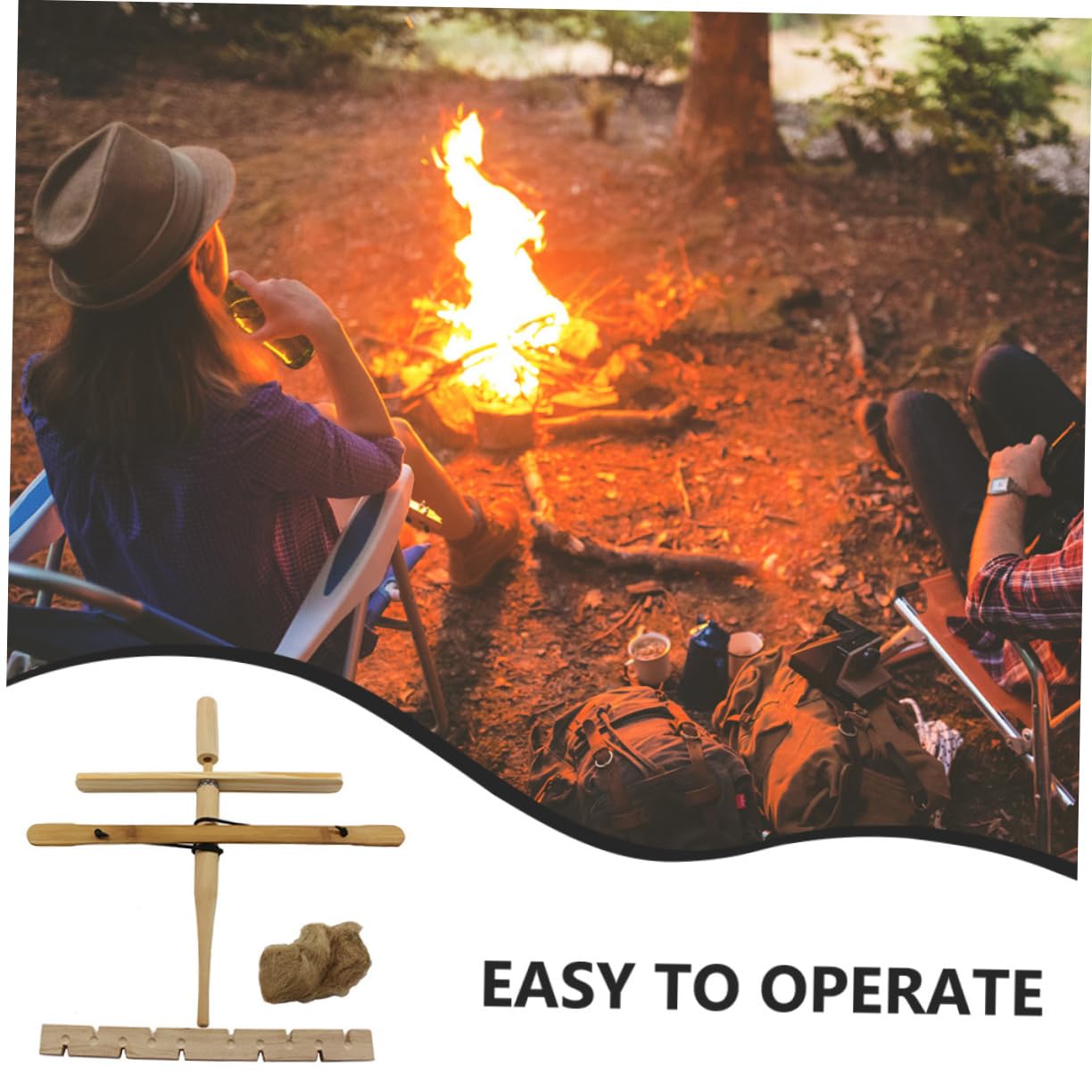 BESPORTBLE Fire Tools Set Portable Camping Fire Tool Drill Outdoor Survival Gear Essential for Camping