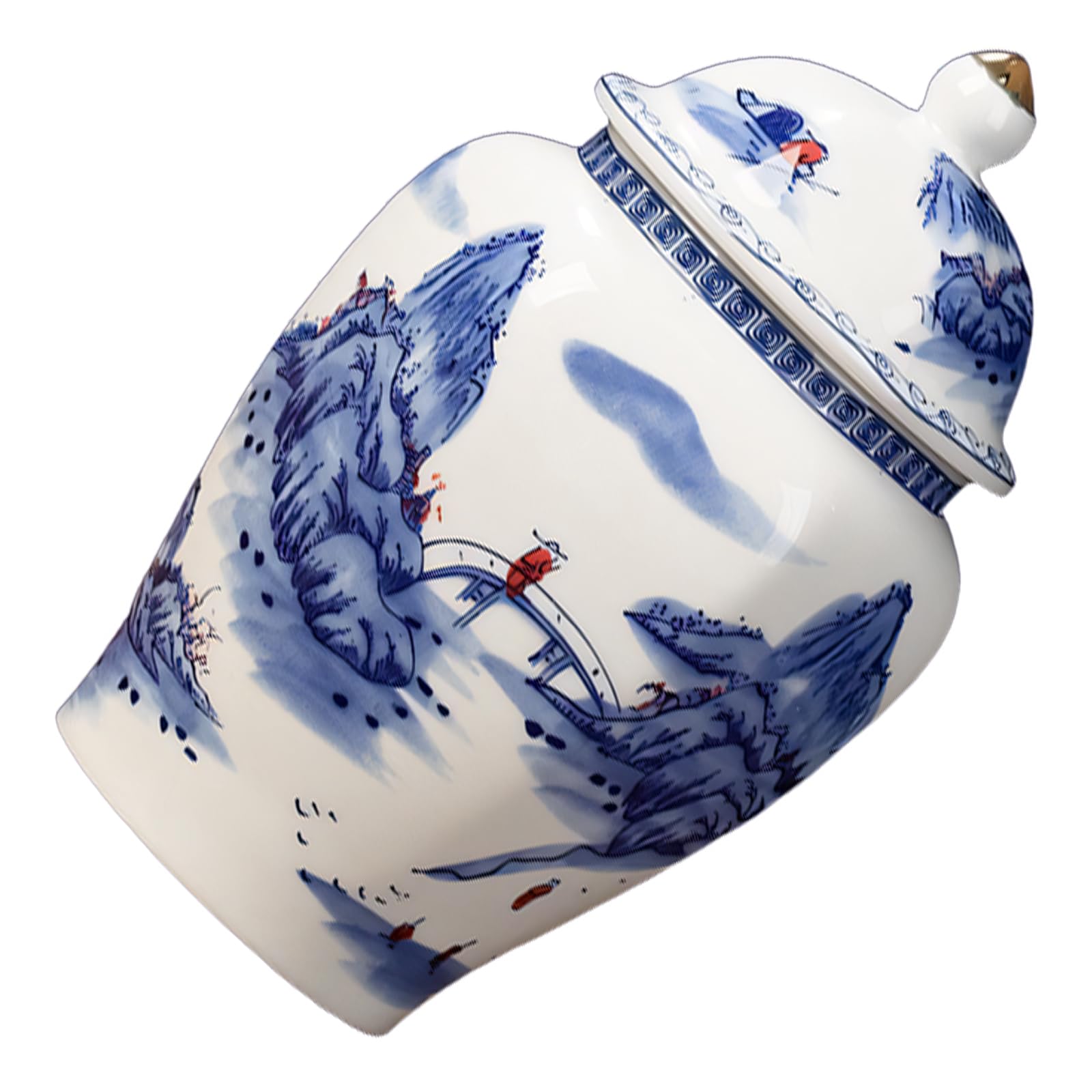 NVOQILIN Artistic Hand Painted Ceramic Tea Canister Prevents Damage to Delicate Teas While Enhancing Tabletop Aesthetic Chinese Porcelain Tea Storage Jar