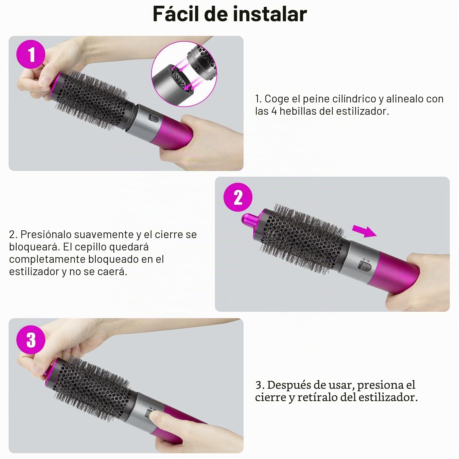 Cepillo voluminizador redondo para Dyson para Airwrap HS01/HS05, accesorios número de pieza 969489-01 970750-01 para estilizador de cabello, herramienta de fijación voluminizador de cabello plano