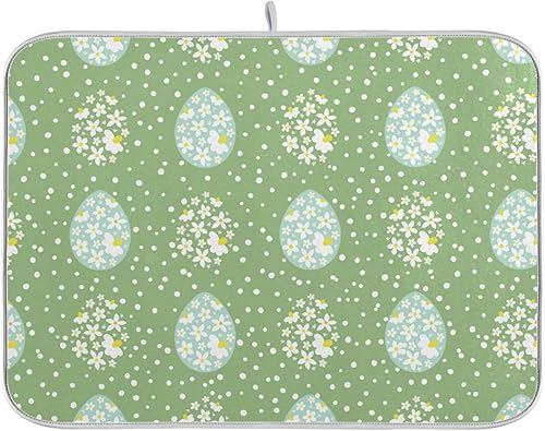 Miniatura 1 de Floral Easter Eggs Dish Mat Kitchen Counter Accessories Countertop Protector Heat Resistant Tapete Para Cocina 16'' x 18''