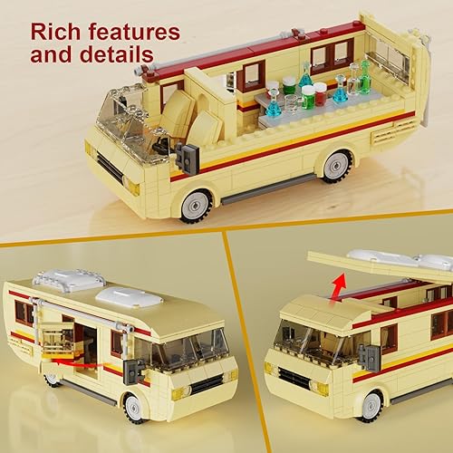 Miniatura 6 de VONADO Break Bad - Juego de construcción de automóviles de autocaravana, bloques de construcción de automóviles para niños, Break Bad The Krystal
